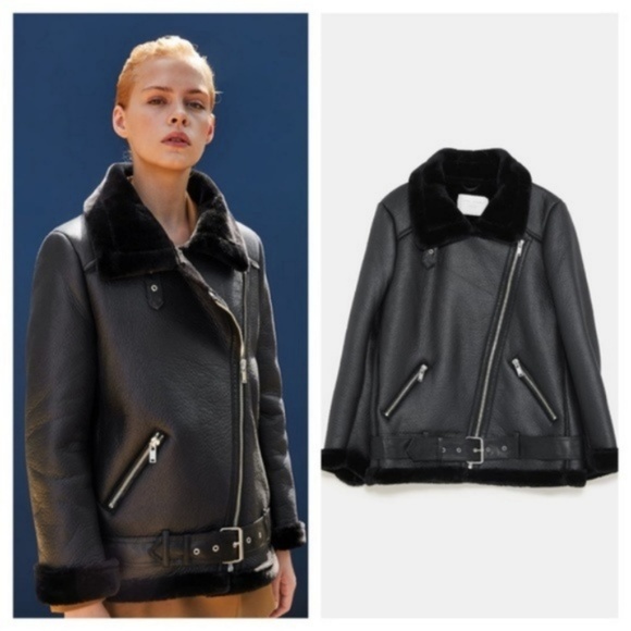 zara biker fur jacket